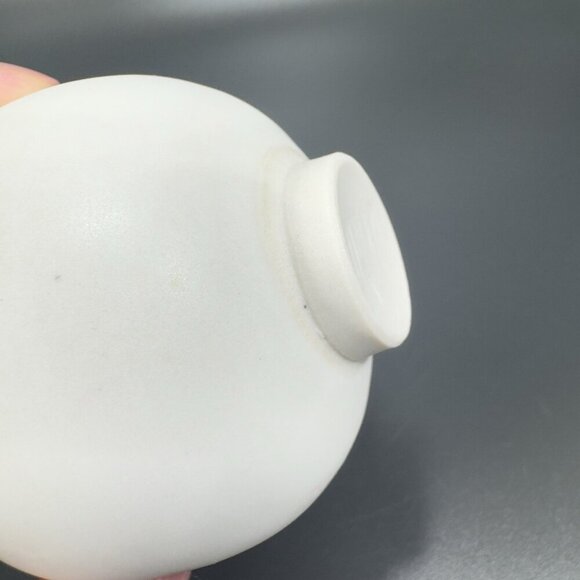 Hand Made White Stoneware Pottery Bud Vase Round Bottom Artist Signed Miniature - Picture 5 of 12